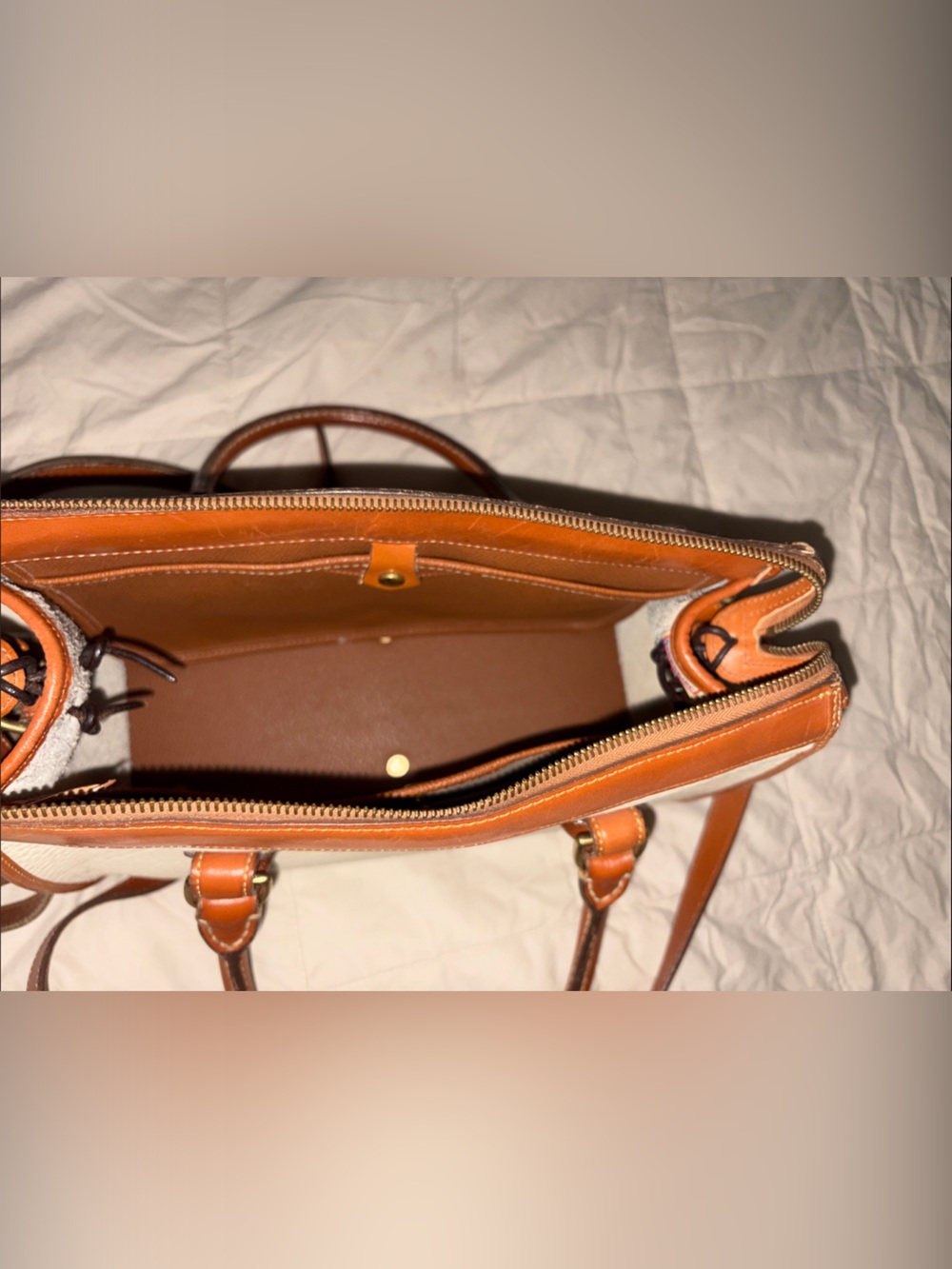 Dooney & Bourke White and Tan Leather Crossbody and Shoulder Bags - Picture 4 of 9
